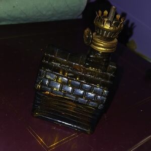 Amber Glass Chimney Oil Lamp Accent - Unbranded